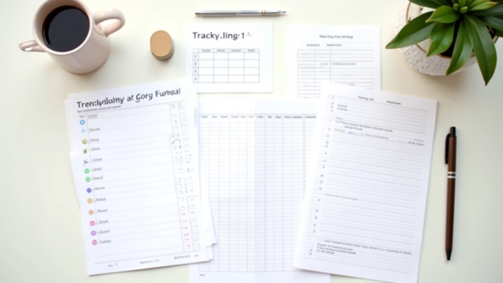 Forskellige tracking-metoder vist side om side — stregkalender, tabel med tal, rating-skala, og journalside