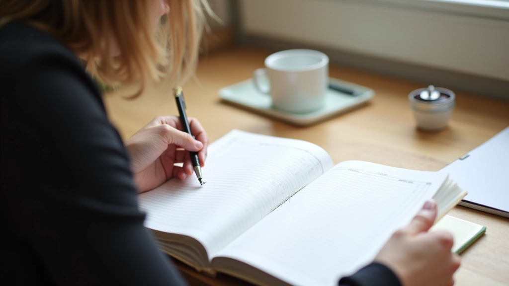 En person arbejder med målsætning og planering ved et bord