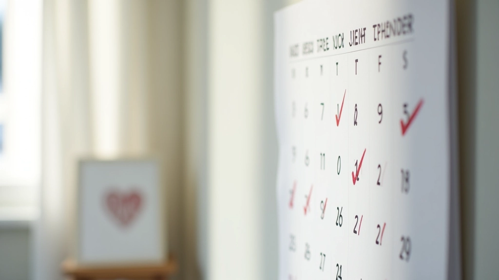 Kalender med røde krydser der viser progressing over tre uger